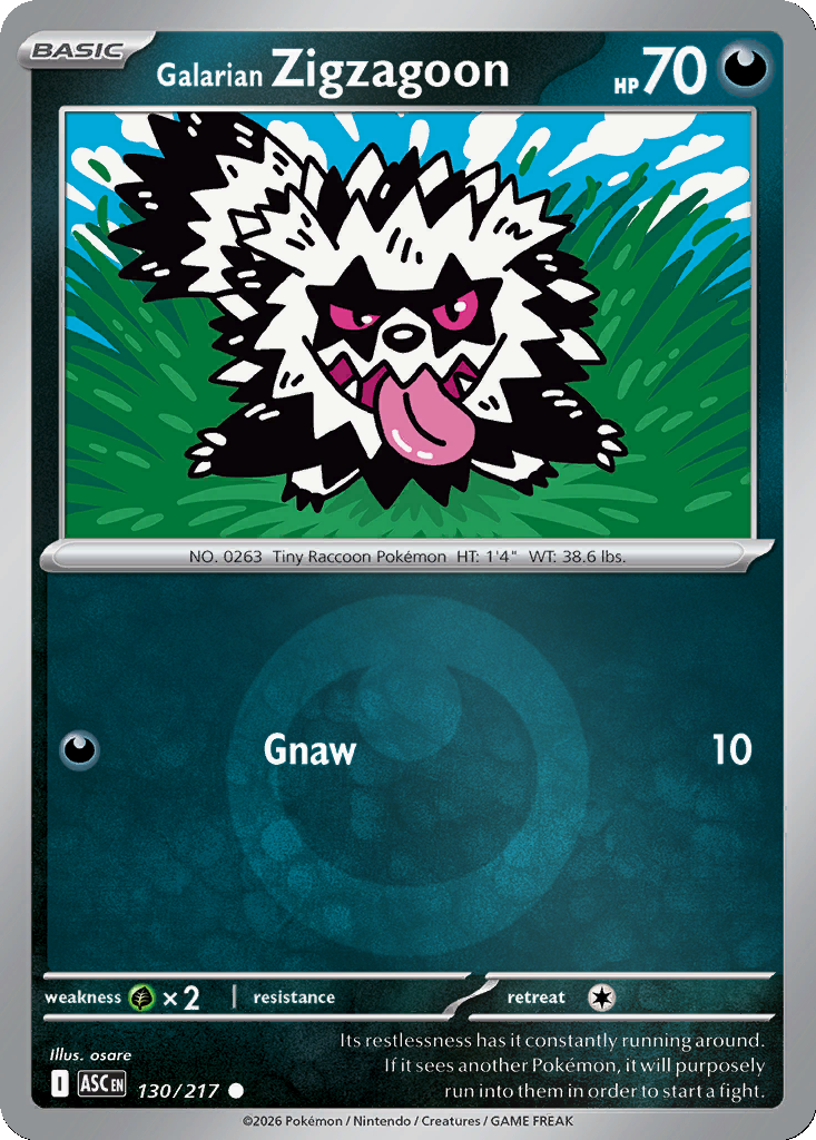 Galarian Zigzagoon - 130/217 - Reverse Holo