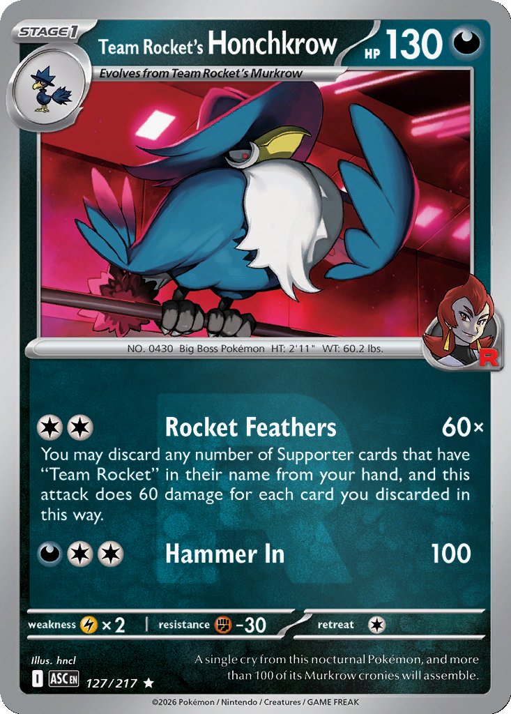 Team Rocket's Honchkrow - 127/217 - Team Rocket Holo