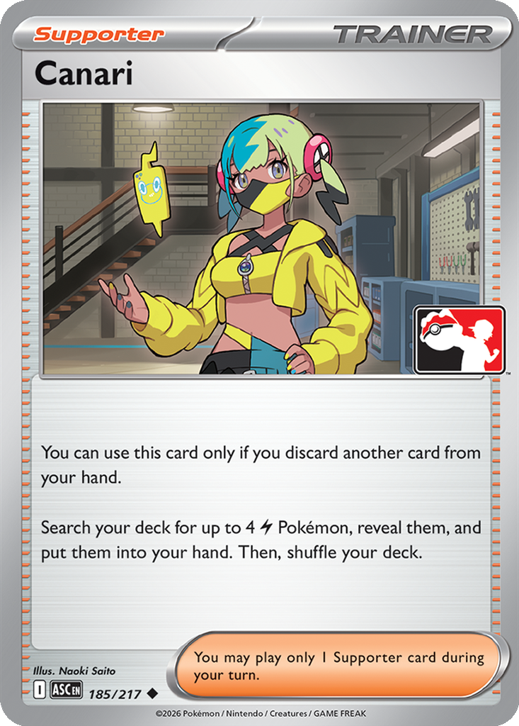Canari - 185/217 - Play! Pokémon (Cosmos Holo)