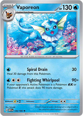 Vaporeon - 134/165 - Holo