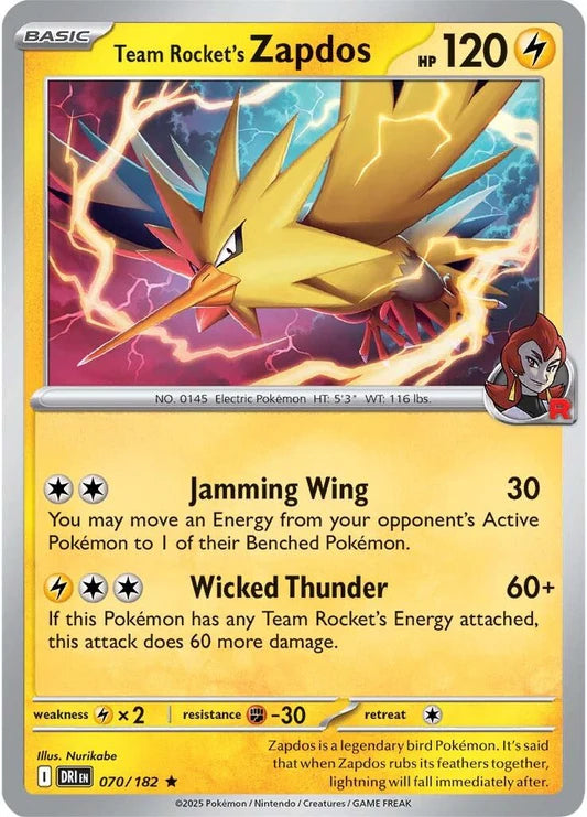 Team Rocket's Zapdos - 70/182 - Holo