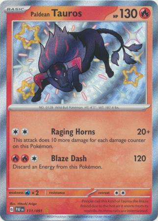 Paldean Tauros Shiny Rare - 111/091
