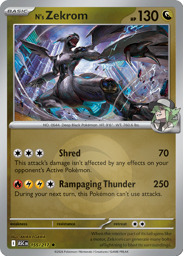 N's Zekrom - 155/217 - Reverse Holo
