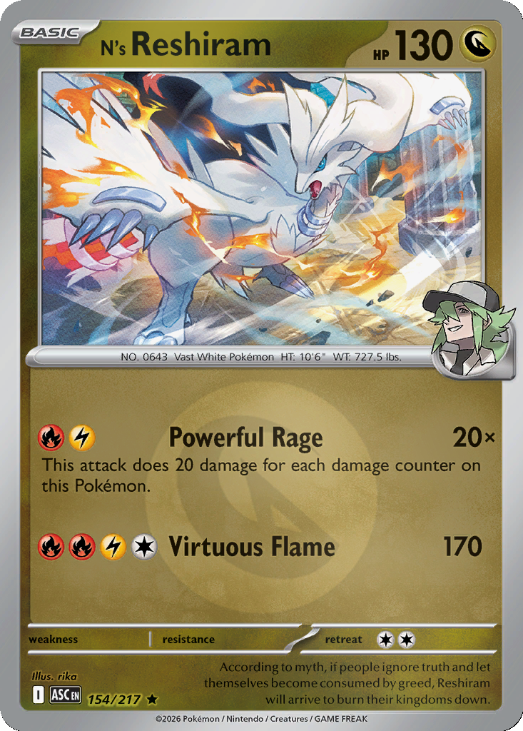 N's Reshiram - 154/217 - Reverse Holo