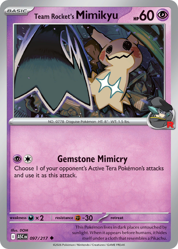 Team Rocket's Mimikyu - 97/217 - Cosmos Holo