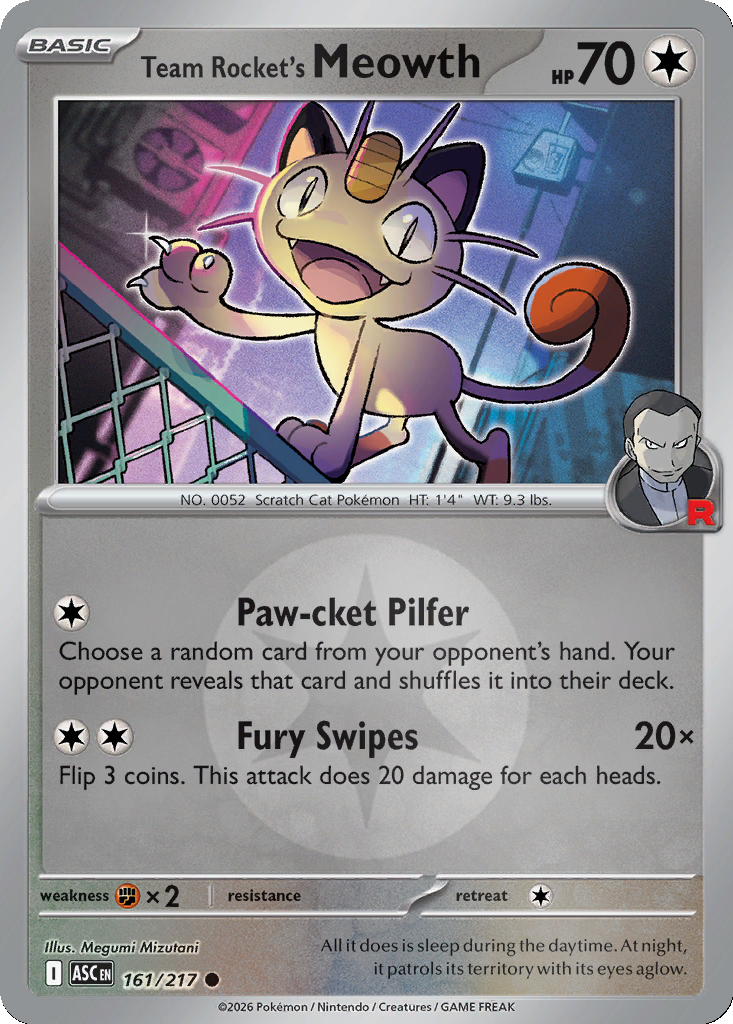 Team Rocket's Meowth - 161/217 - Reverse Holo
