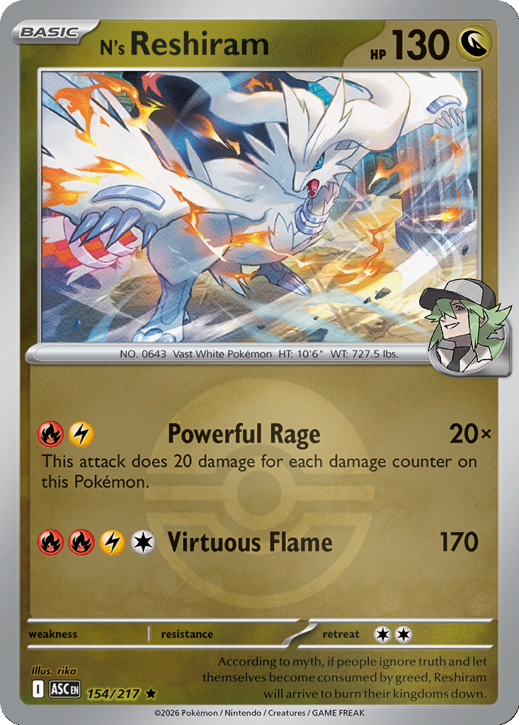 N's Reshiram - 154/217 - Poké Ball Holo
