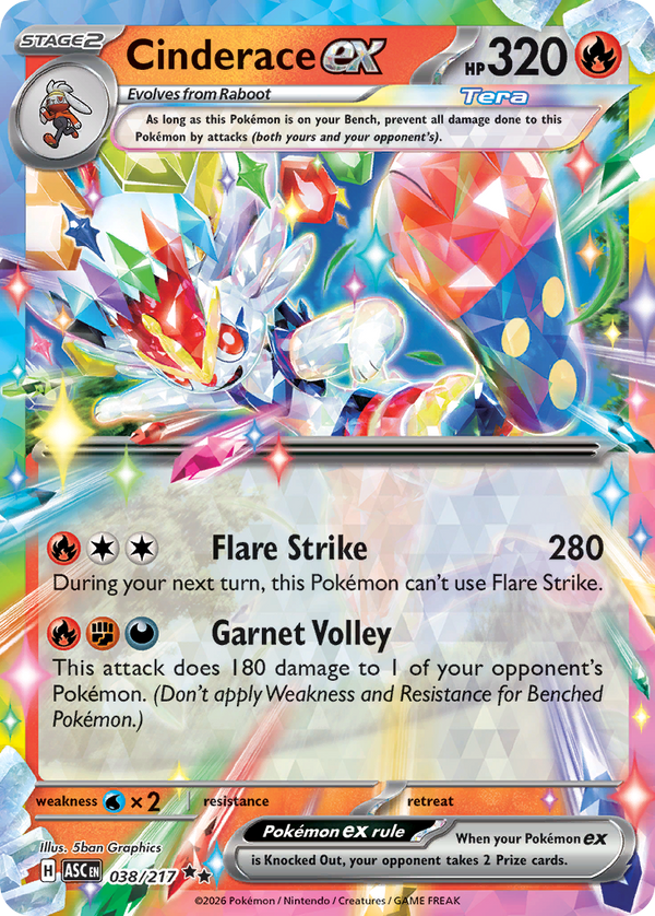 Cinderace ex - 38/217 - Holo