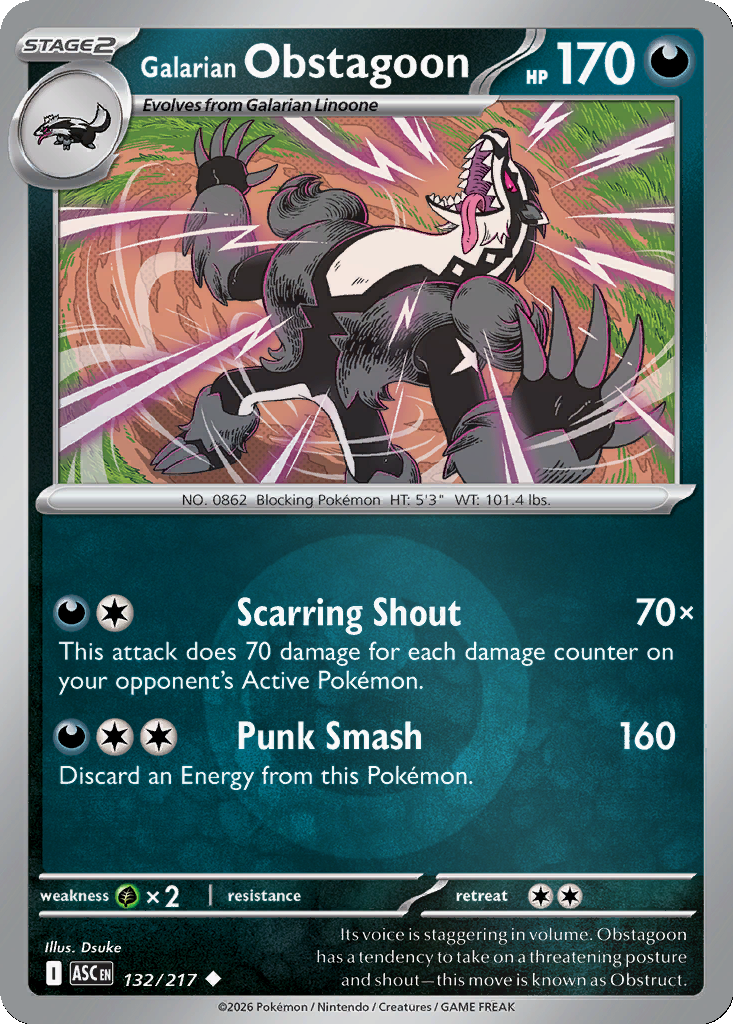 Galarian Obstagoon - 132/217 - Reverse Holo