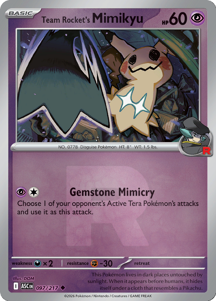 Team Rocket's Mimikyu - 97/217 - Team Rocket Holo