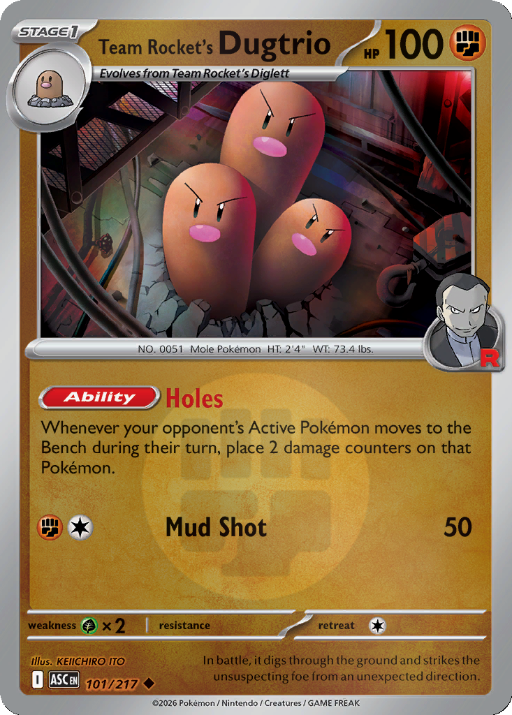 Team Rocket's Dugtrio - 101/217 - Reverse Holo