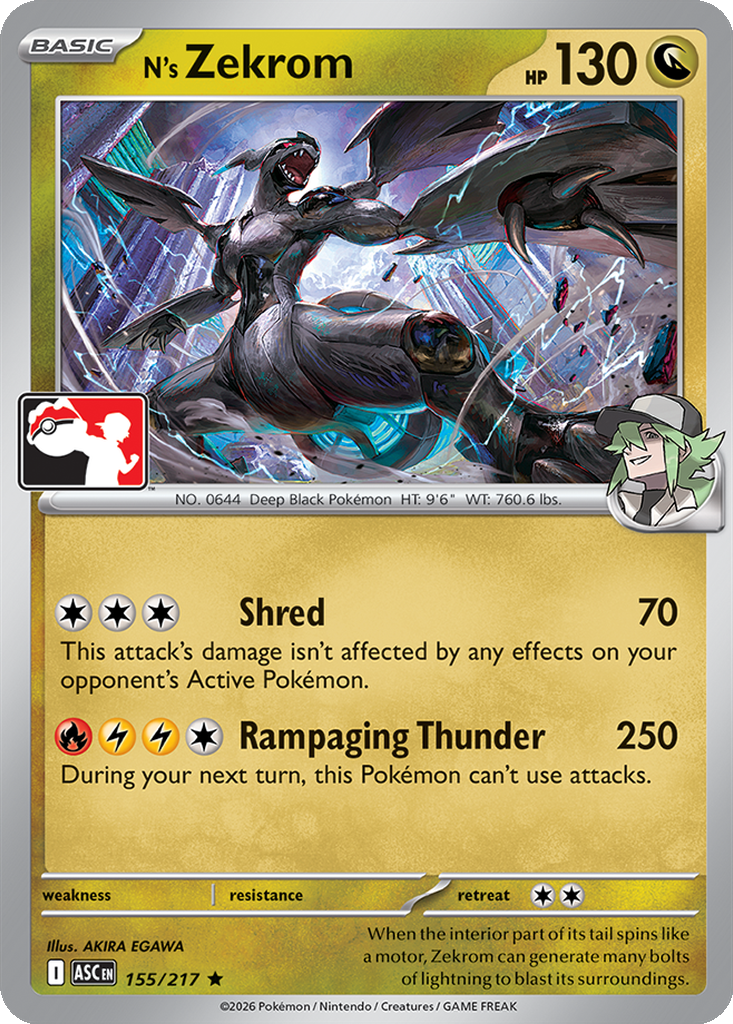 N's Zekrom - 155/217 - Play! Pokémon (Cosmos Holo)