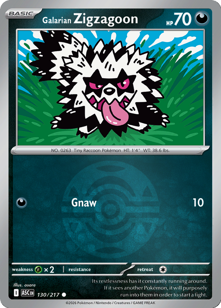Galarian Zigzagoon - 130/217 - Dusk Ball Holo