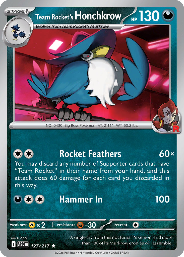 Team Rocket's Honchkrow - 127/217 - Holo