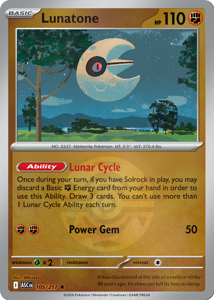 Lunatone - 105/217 - Dusk Ball Holo