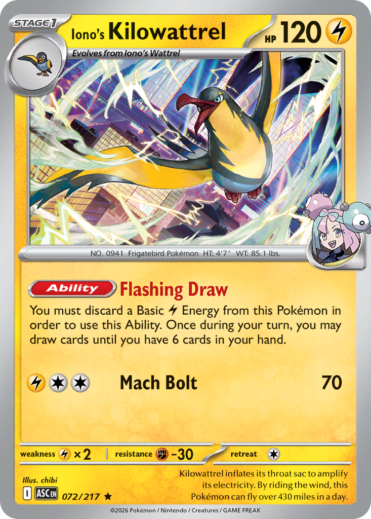 Iono's Kilowattrel - 72/217 - Holo