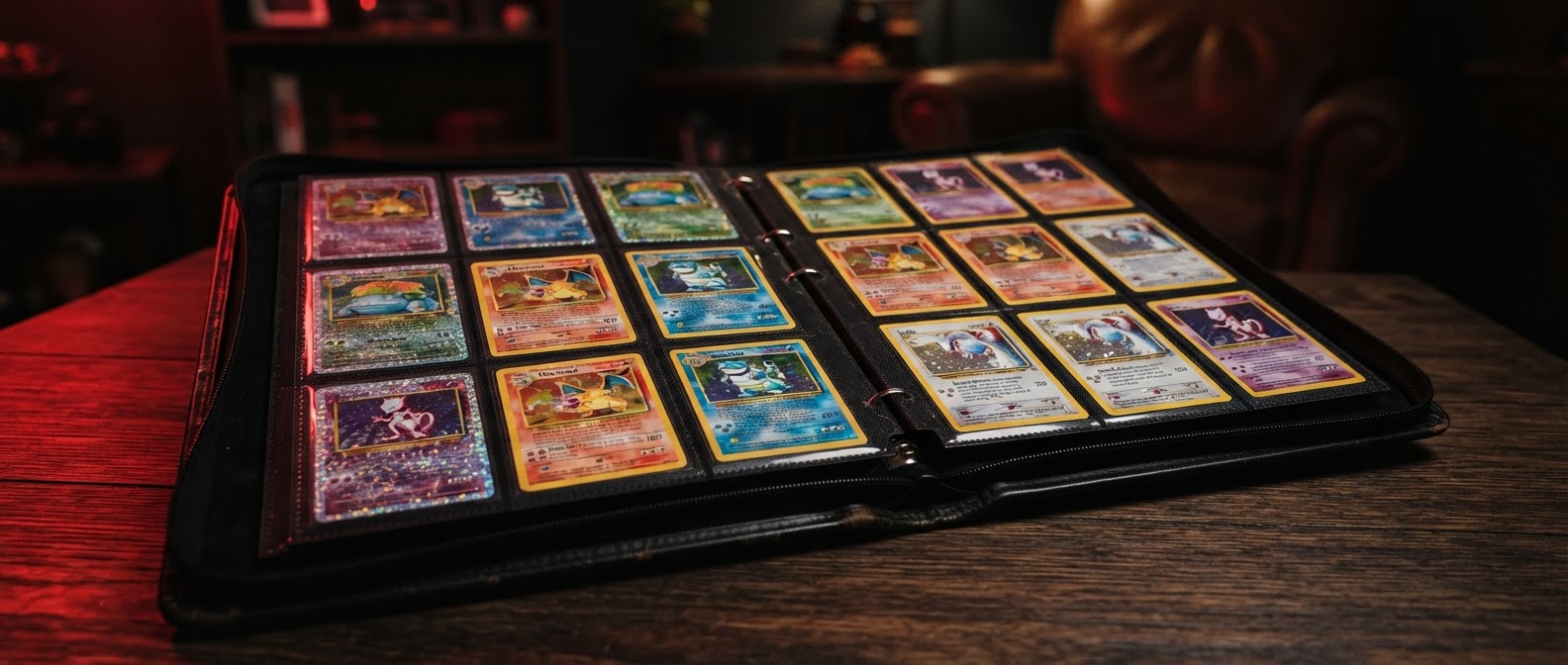 Open verzamelmap met Pokémon-kaarten